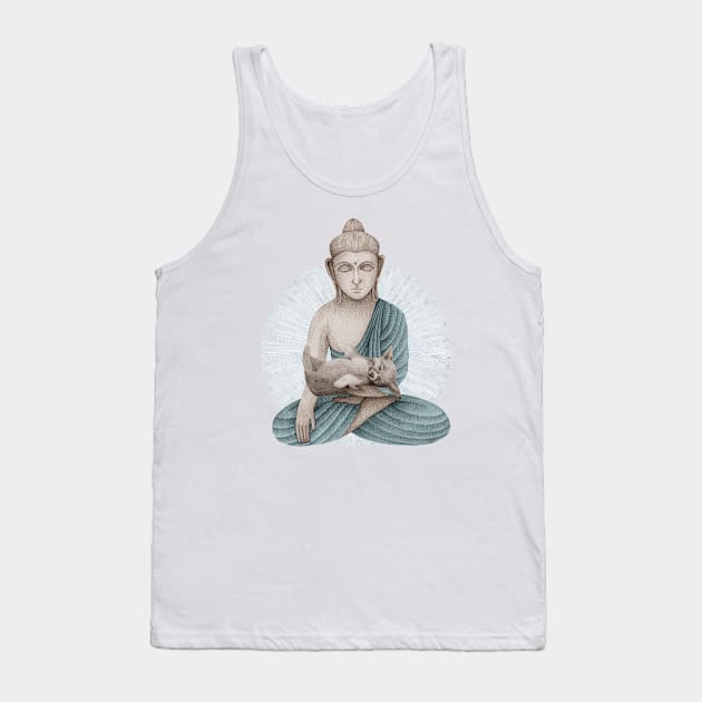 blue Buddha with puppy Tank Top by KindSpirits